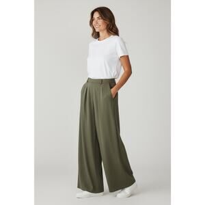 Eileen Fisher Olive Green Wide-Leg Trousers